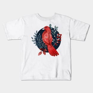 Nordic Folk Art Bird, Woodland Animal Folk Art Bird Kids T-Shirt